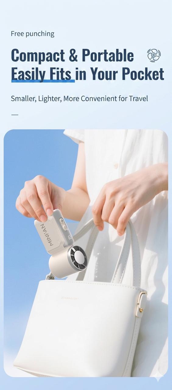 Mini Fan Portable Rechargeable with Digital Display