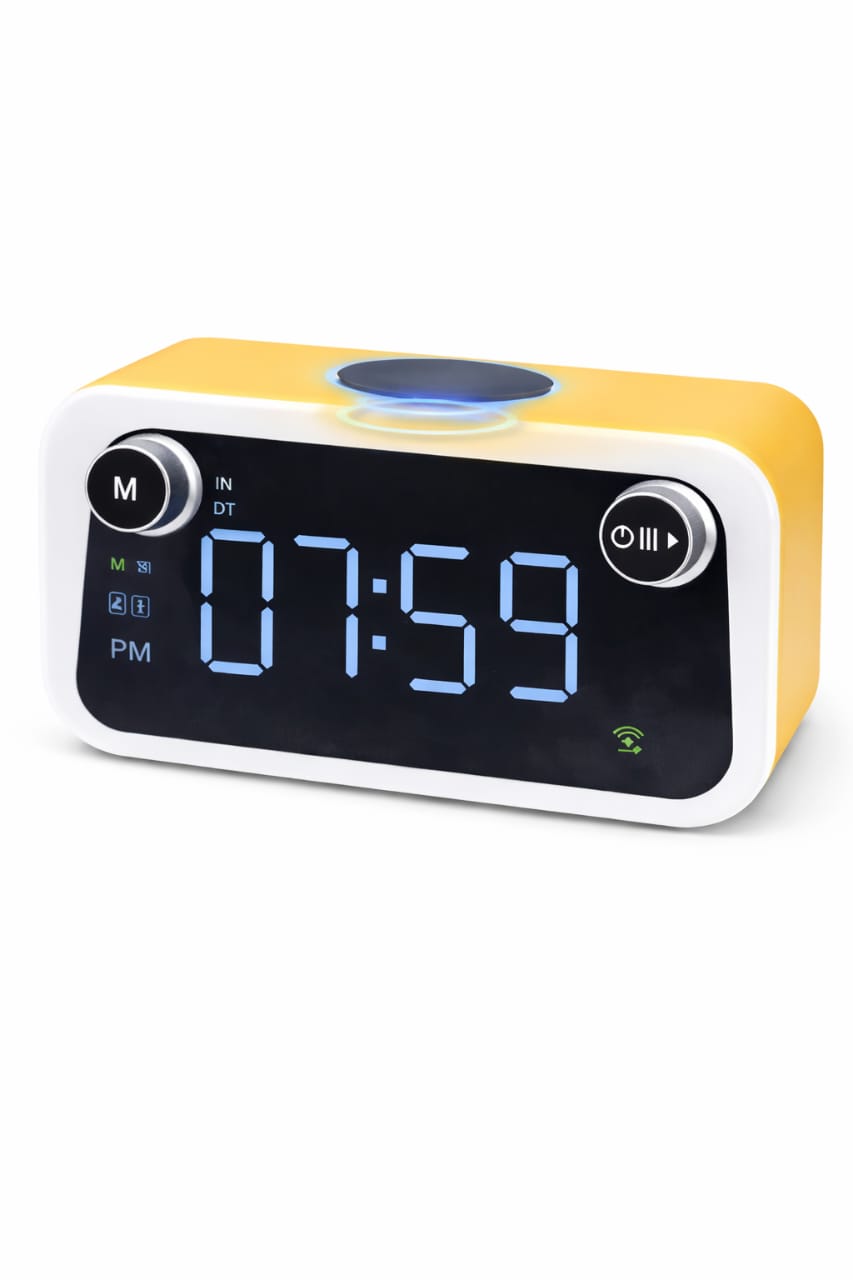 Wireless Charging Bluetooth Speaker Alarm Clock with LED Display (Beluga D6)