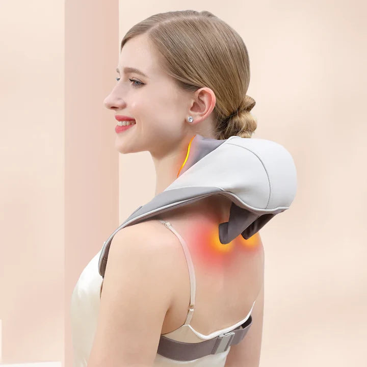 Electric Neck & Shoulder Massager with Heat | Deep Tissue Kneading Massage Pillow | Portable Body Relaxation Massager