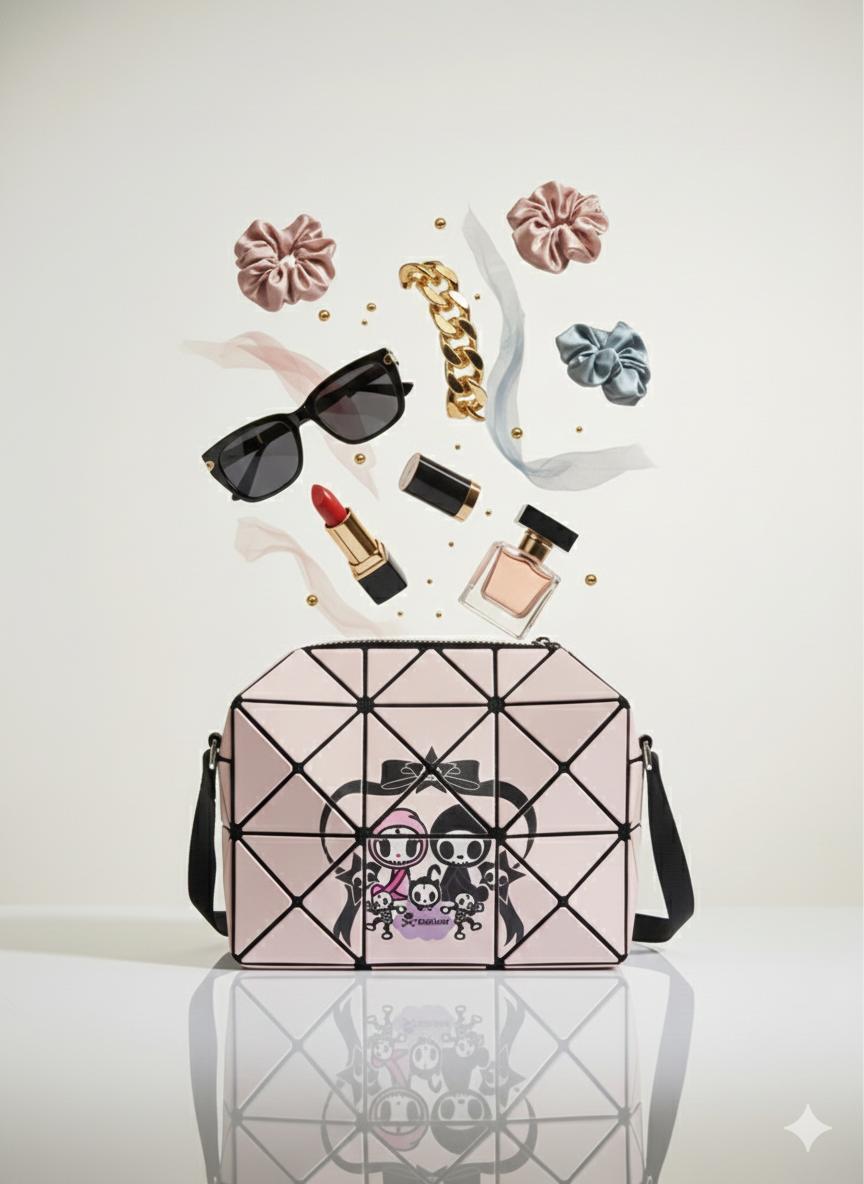 Tokidoki Hand Bag Trendy Geometric 3D Pattern Sling