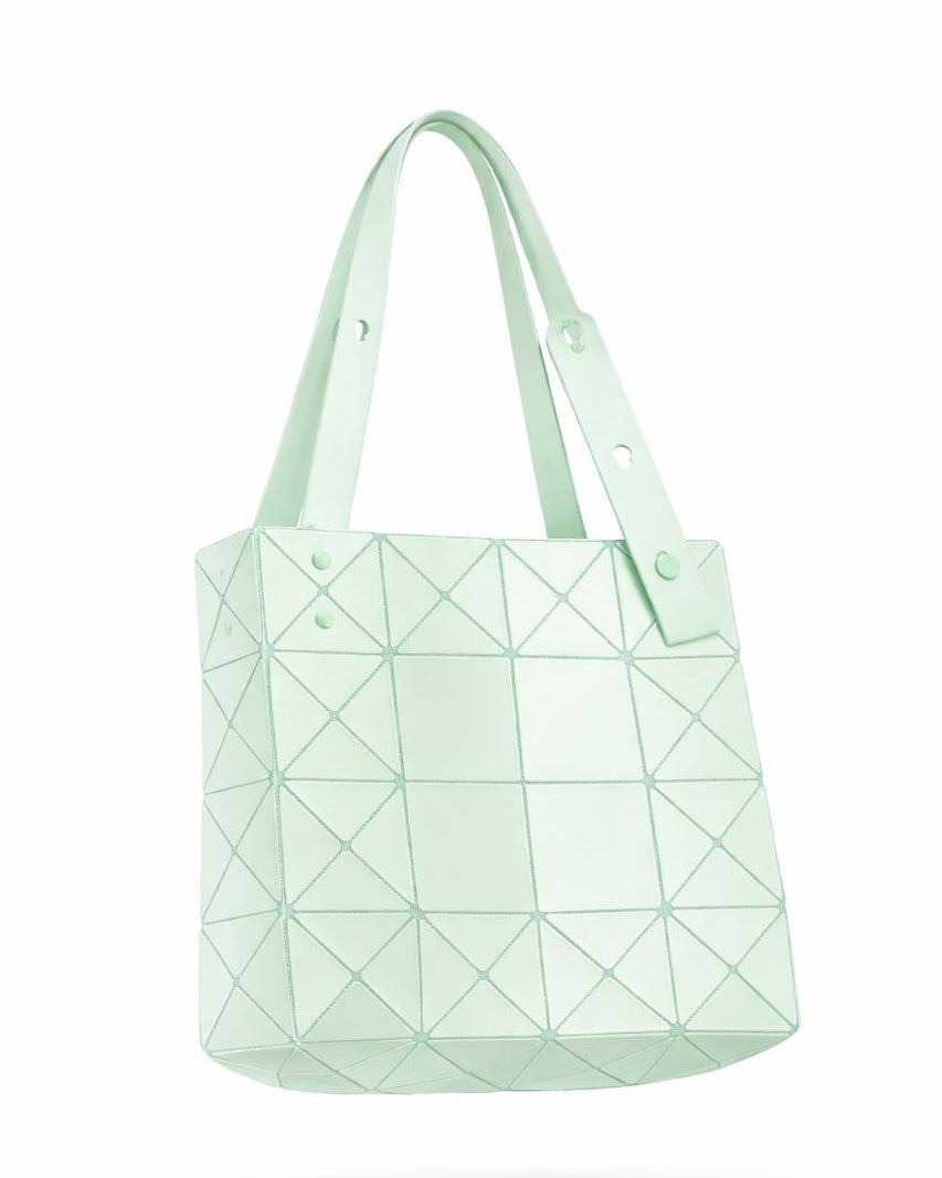 Mint green geometric handbag on a white background