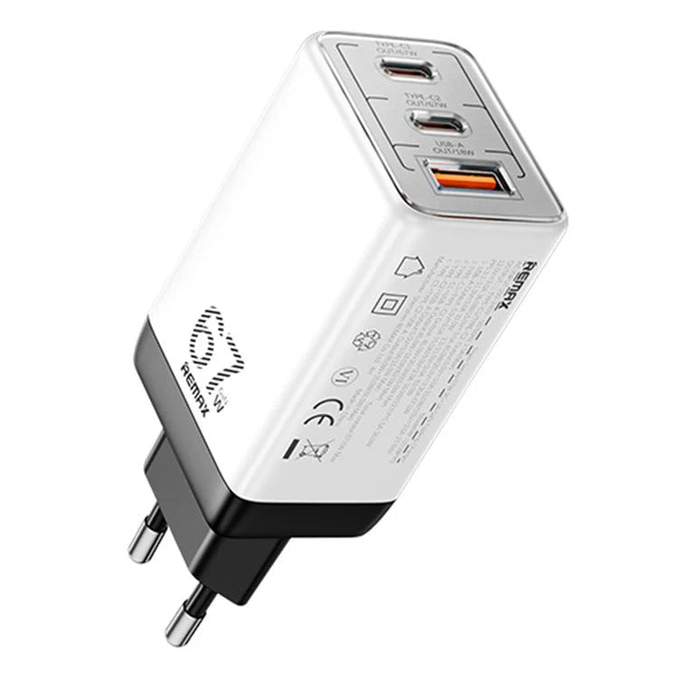 White power adapter with multiple USB ports on a white background