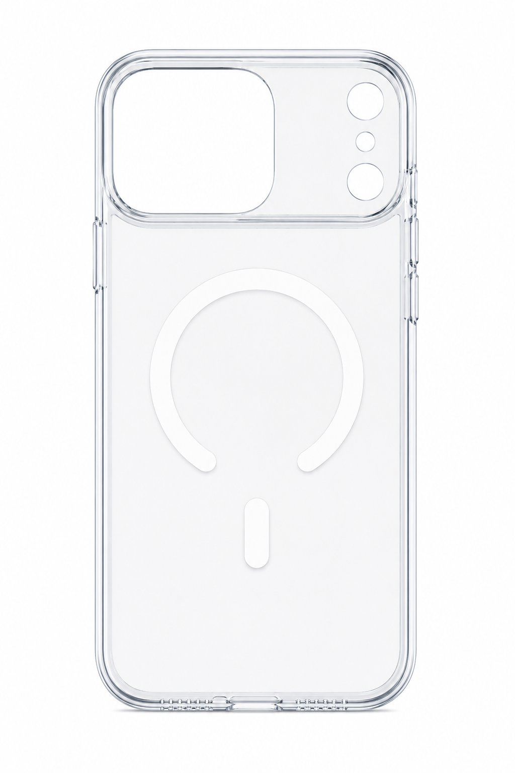 A clear MagSafe-compatible phone case shown from the back on a plain white background.