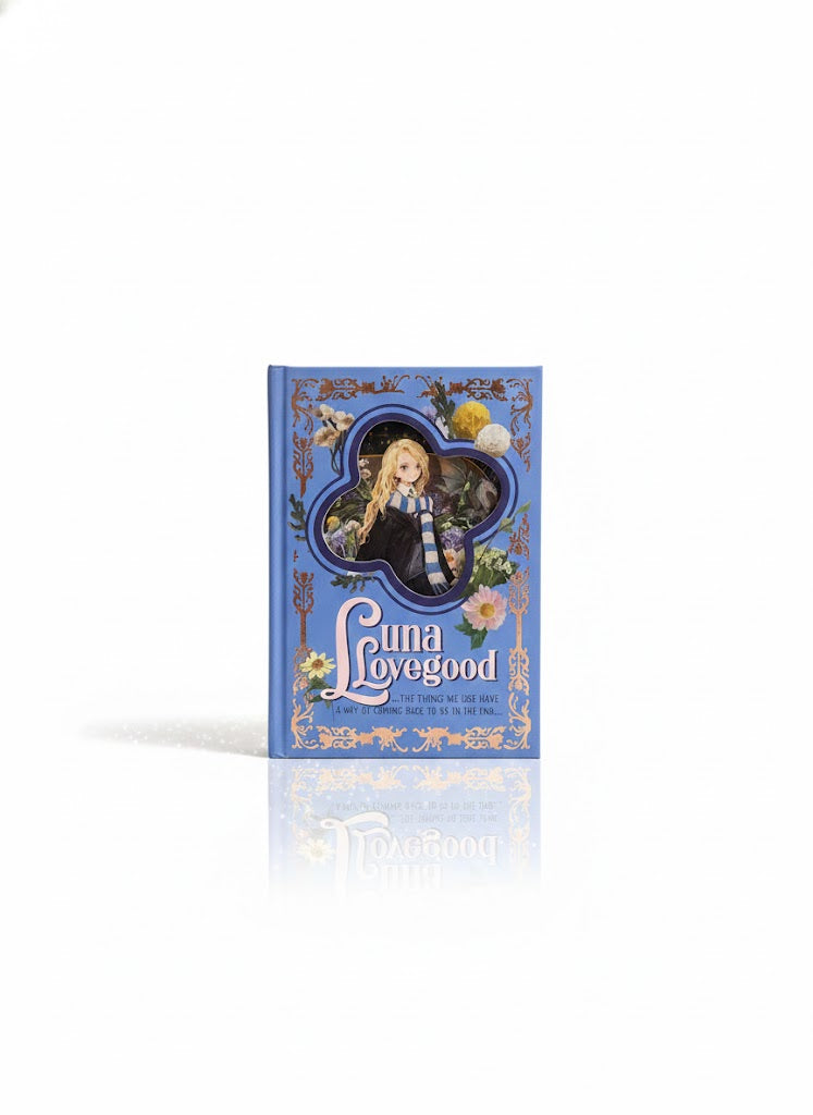 Product packaging for Luna Lovegood with decorative elements on a white background
