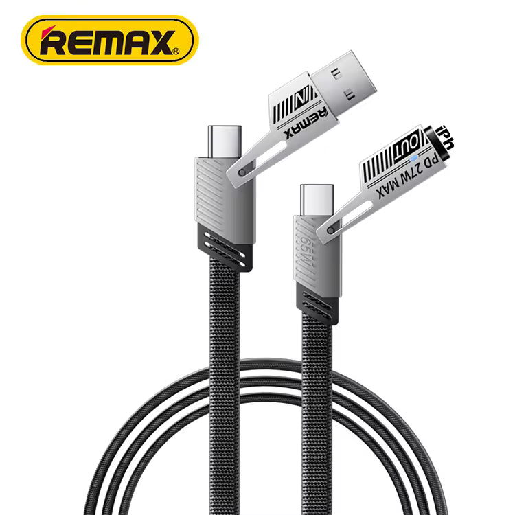 Remax USB cable with two connectors on a white background