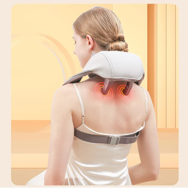 Electric Neck & Shoulder Massager with Heat | Deep Tissue Kneading Massage Pillow | Portable Body Relaxation Massager