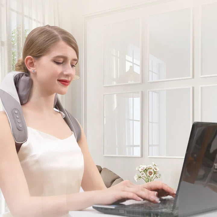 Electric Neck & Shoulder Massager with Heat | Deep Tissue Kneading Massage Pillow | Portable Body Relaxation Massager