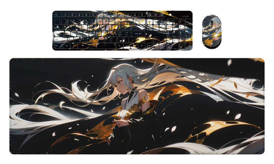 Anime Printed Keyboard, Mouse & Large Desk Mat Combo Set