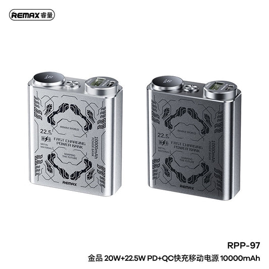 Two Remax power banks on a white background